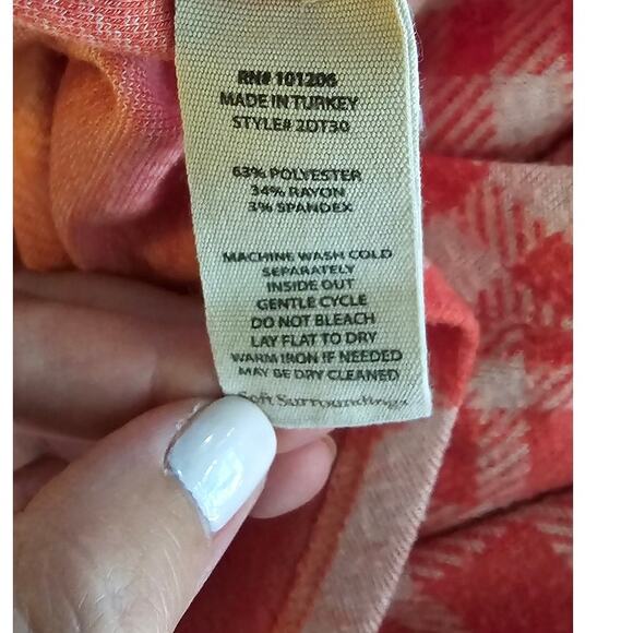 Super Comfortable Soft Surroundings Light Red & Ivory Paramour Tunic Top  Sz Lrg - Picture 5 of 5